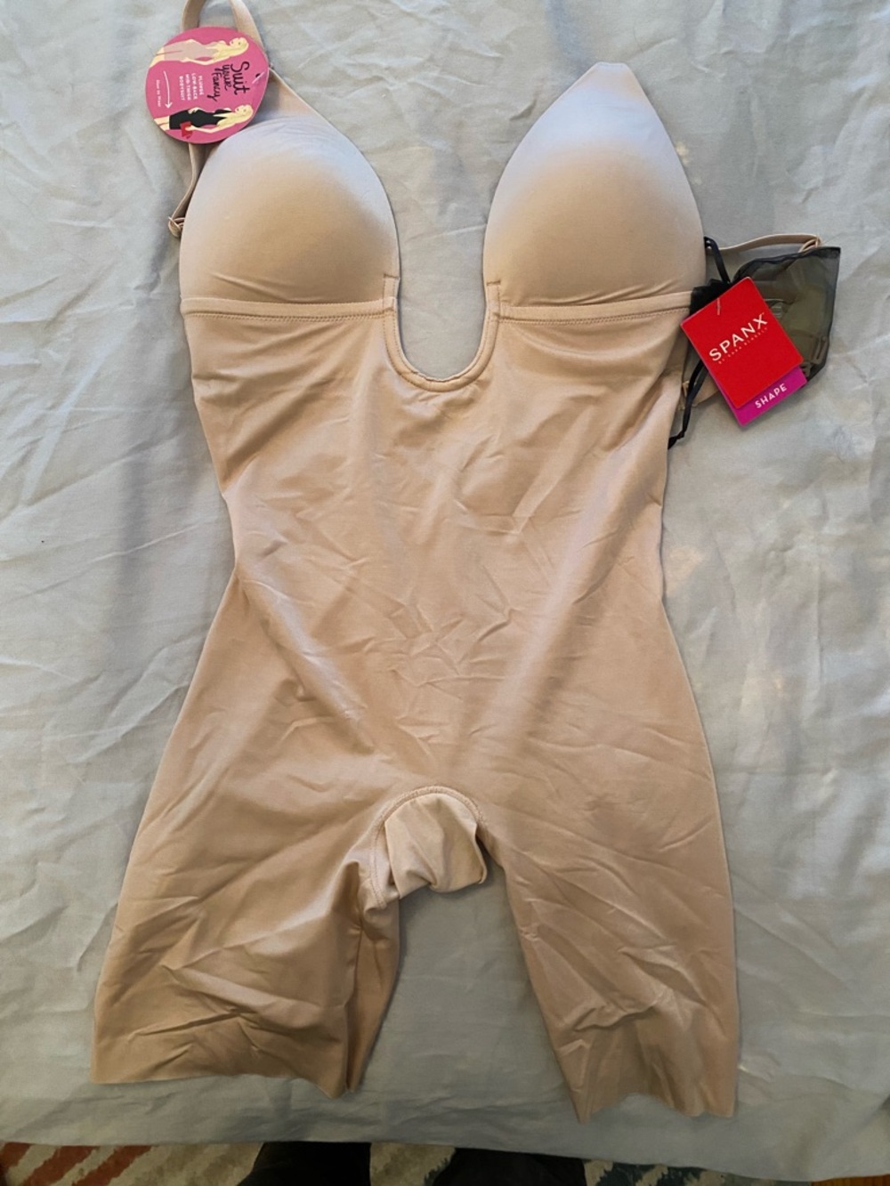SPANX Beige U-Plunge Full-Body Shaper